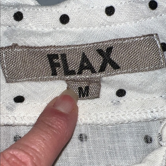 Flax Linen Ivory and Black Dotted Sweater M - Picture 3 of 5